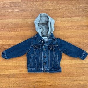 Old Navy Kids Blue Denim Jacket with Gray Hood